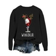 thumbnail image 1 of GPOECD Chandail Léger à Manches Longues pour Femmes avec Imprimé de Noël, Col Rond, Décontracté, Confortable, Tissu Doux, Noir, P, 1 of 4