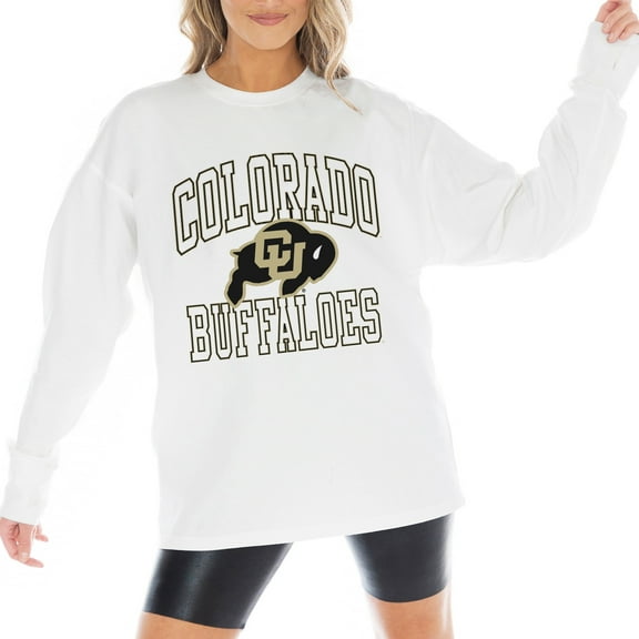 Women's Gameday Couture White Colorado Buffaloes Mind Games Oversized Long Sleeve T-Shirt