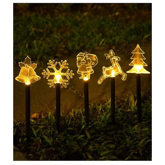 5Pcs Christmas Solar Lights Outdoor Waterproof, 17.7" Cute Christmas Decorations Solar Pathway LED Lights, Garden Decorations Lights, Christmas Ornaments Outdoor Solar Lights for Yard