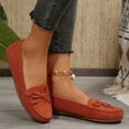 thumbnail image 4 of LOVZFMLL Women's Penny Loafers Leather Classic Casual Slip On Comfort Flat Shoes Round Toe Bow Cozy Walking Dress Shoes Orange 7, 4 of 9