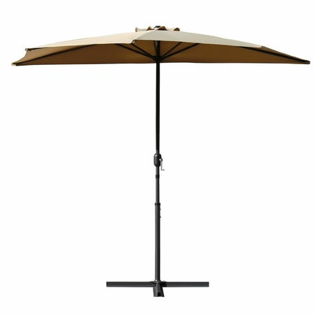 Kinbor Half Round 5 Ribs 10ft Outdoor Aluminum Patio Umbrella Wall Kinbor Half Round 5 Ribs 10ft Outdoor Aluminum Patio Umbrella Wall Window Corner Crank W Tilt Tan