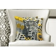 thumbnail image 4 of Ambesonne Leopard Throw Pillow Cover Pack of 2, Mid Century Modern Wild Cat, 2 Pcs-40"x40", Charcoal Grey and Mustard, 4 of 5