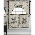 thumbnail image 3 of Happy Halloween Kitchen Curtains Swag Valance and Tier Curtains Set 36 Inch Length, Beige Retro Farmhouse Horror Bats Cobweb Rod Pocket Drape Panels Pair Swag Curtains for Bathroom/Cafe/Window, 3 of 6