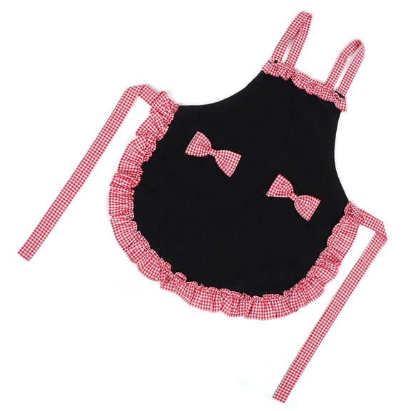 BIMZUC Bowknot Apron, Waterproof Oilproof Cotton Apron with Adjustable Straps for Cooking, Baking, and Kitchen Use, Black
