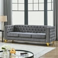thumbnail image 2 of {Contact us for 3D modeling} Velvet Sofa for Living Room,Buttons Tufted Square Arm Couch, Modern Couch Upholstered Button and Metal Legs, Sofa Couch for Bedroom, Grey Velvet, 2 of 7