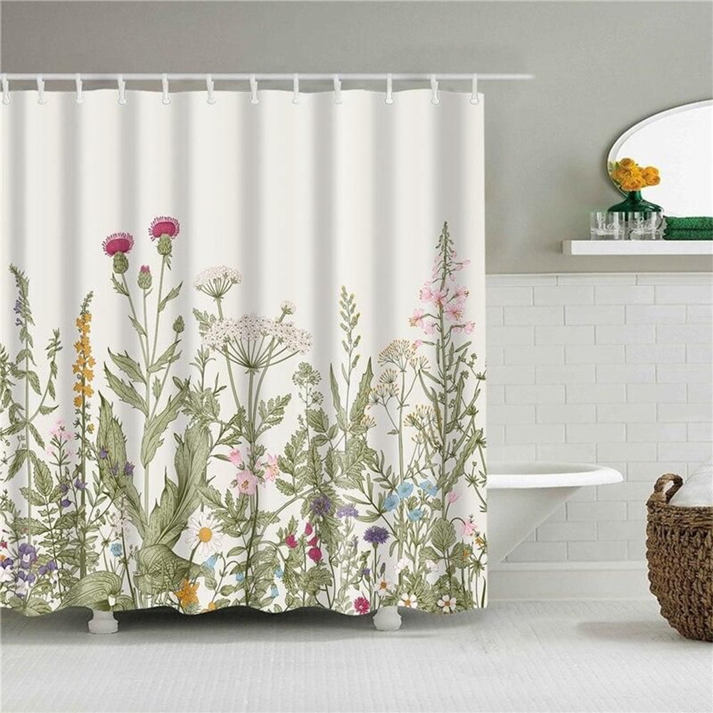 Bathroom Shower Curtain Set Polyester European Style w/12 Hooks 180*180cm Decor 