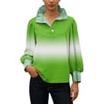 thumbnail image 6 of St. Patrick's Day Sweatshirt for Women Glitter Clover Graphic Ribbed Collared Long Sleeve Relaxed Fit Festive Holiday Clothes Top, 6 of 7