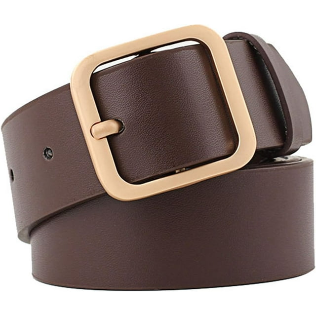 HUGFEGWE Ceinture en Cuir PU pour Femmes Réglable Lignes de Couture Fines Mode Décontractée Boucle à Ardillon pour Pantalon Robe CJB91-76343