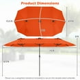 thumbnail image 3 of Gymax 15.5 FT Double-sided Patio Umbrella w/ Solar Lights Outdoor Twin Size Umbrella Orange, 3 of 10