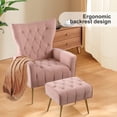 thumbnail image 2 of Modern Accent Chair with Ottoman, Comfy Armchair for Living Room, Bedroom, Apartment, Office Pink, 2 of 5