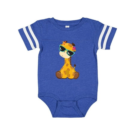 

Inktastic Giraffe With Blue Sunglasses Cute Giraffe Gift Baby Boy or Baby Girl Bodysuit