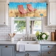 thumbnail image 2 of Welcome Summer Beach Valances for Windows Coastal Watercolor Sky Ocean Seashell Loungers Valance Curtains Rod Pocket Bathroom Small Window Treatments for Kitchen Living Room Bedroom, 54"x18", 2 of 7