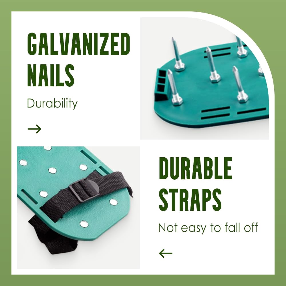Lawn Aerator Shoes, Anti Slip Adjustable Straps Effortless Aerator Shoes, Manual Lawn Tool with Metal Spikes for Garden Patio Grass Aeration