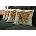 thumbnail image 2 of Ambesonne Sugar Skull Throw Pillow Cover 4 Pack, Skull in Sombrero, 16", Multicolor, 2 of 6