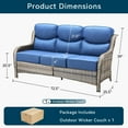 thumbnail image 7 of Unnifurnzi Outdoor Sofas All Weather Wicker Outdoor Couch with 6 Inch Thick Cushions Outdoor Furniture Couch for Porch Poolside Balcony-Gray/Blue, 7 of 7
