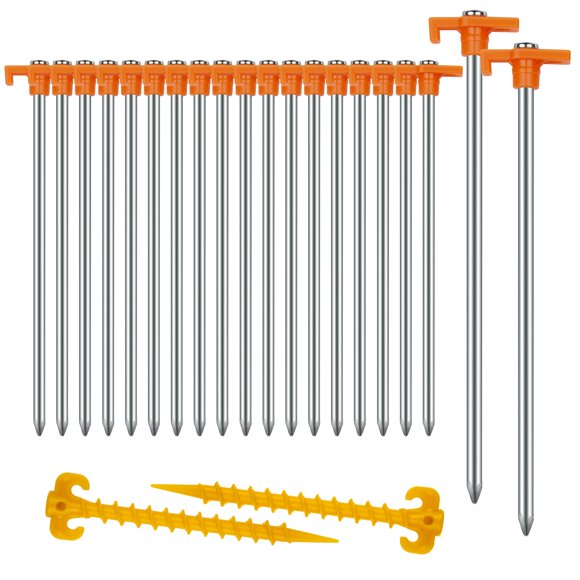 Estacas para Tienda AVOFOREST 20+2PCS de Alta Resistencia, 25 cm, Metal Antióxido