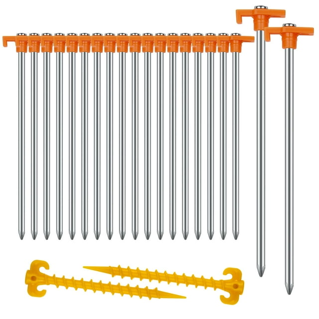 Estacas para Tienda AVOFOREST 20+2PCS de Alta Resistencia, 25 cm, Metal Antióxido