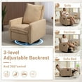 thumbnail image 2 of HSUNNS 360° Swivel Rocker Recliner for Adults, Small Rocking Recliner for Small Spaces, Nursery Glider Recliner, Rocking Chair , Manual Recliner Chair for Living Room, Bedroom, Camel, 2 of 11