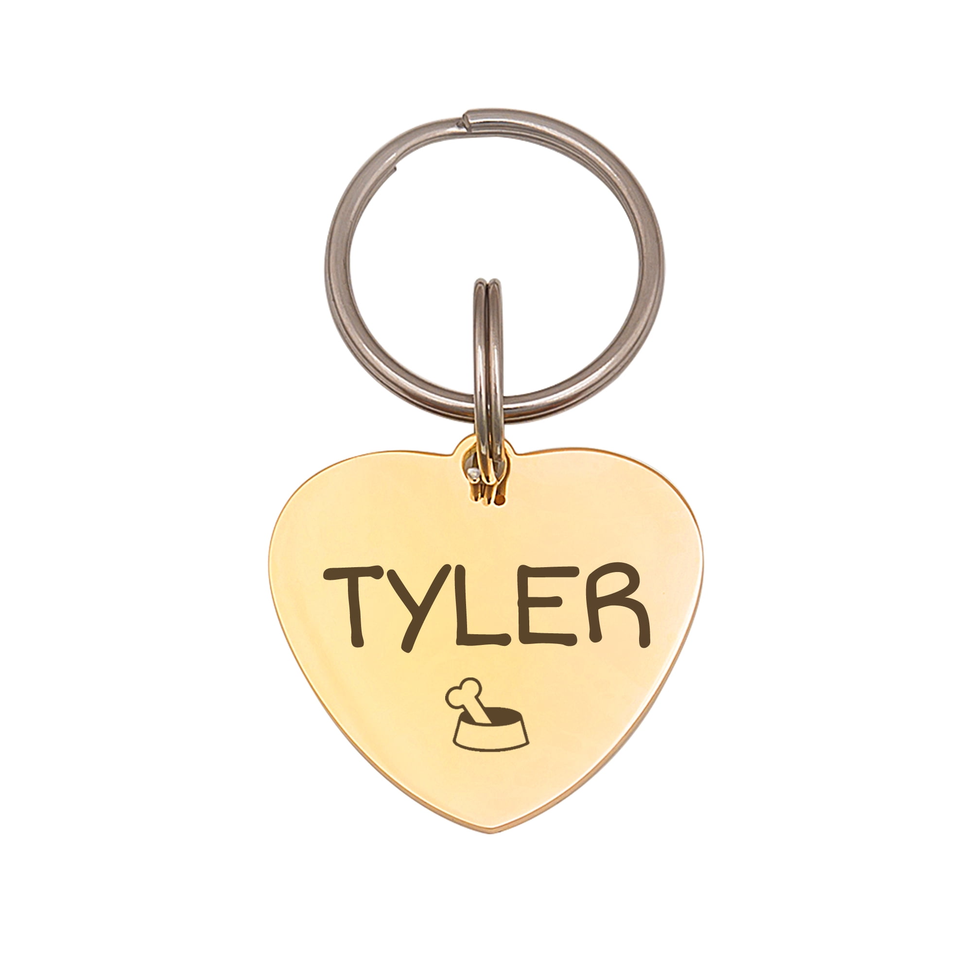 Anavia Stainless Steel Metal Heart Name - Icon Birthday Holiday Christmas Engraved Dog ID Tag, Gold