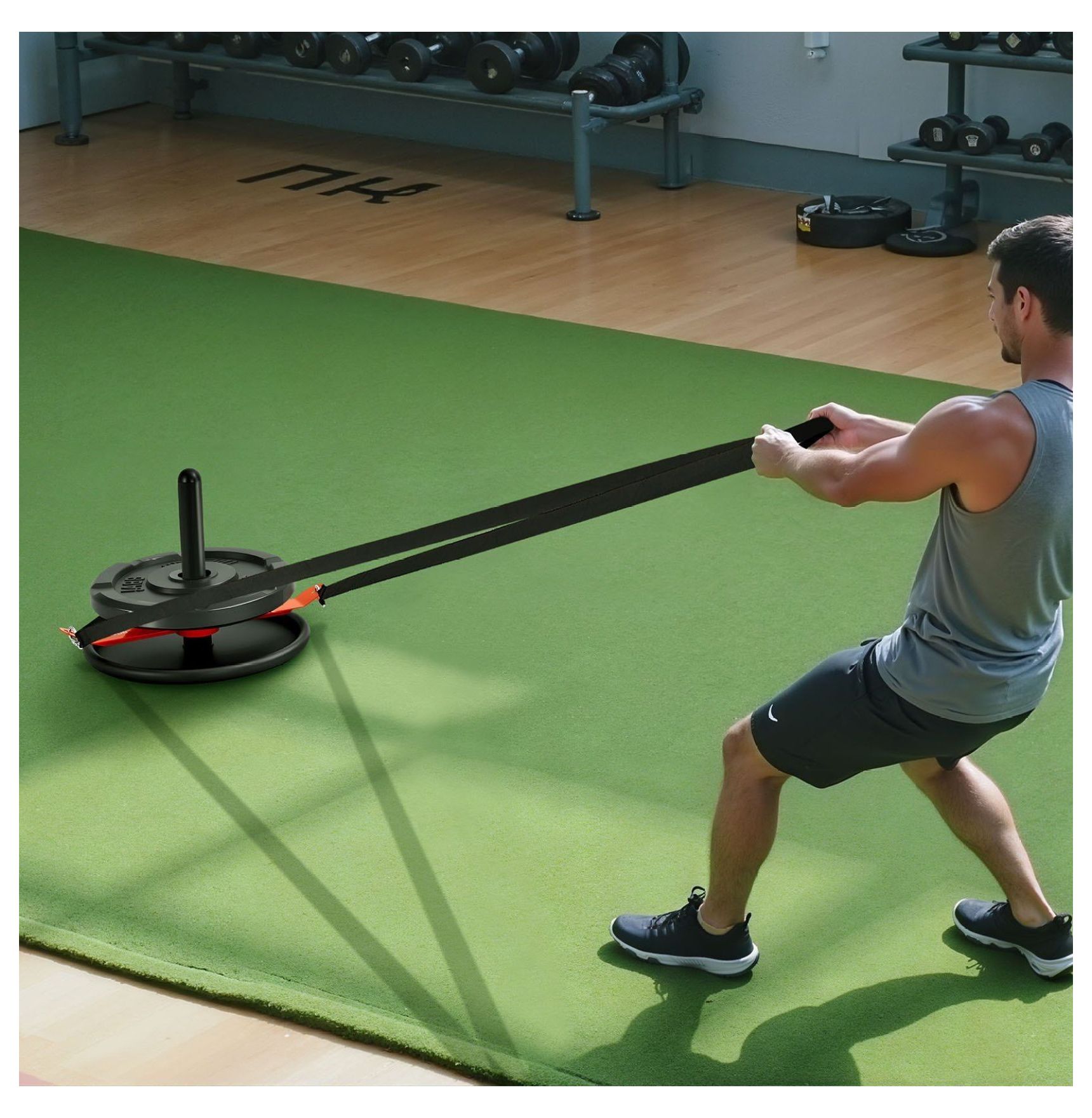 Weight Sled, Power Pull Sled for Fitness, Strength Training Sled - Orange/Black, 2 inch Plate Compatible, Heavy Duty Steel, Full Body Workout