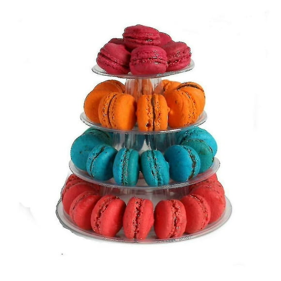 4-layer Round Macaron Tower Cake Stand Macaron Display Rack For Wedding Birthday Party Dessert Stand