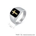 thumbnail image 2 of PAMTIER Men's Stainless Steel Vintage Unique Square Cut 15mm Cross Crucifix Biker Ring Comfort Fit Silver Gold Size 7, 2 of 6