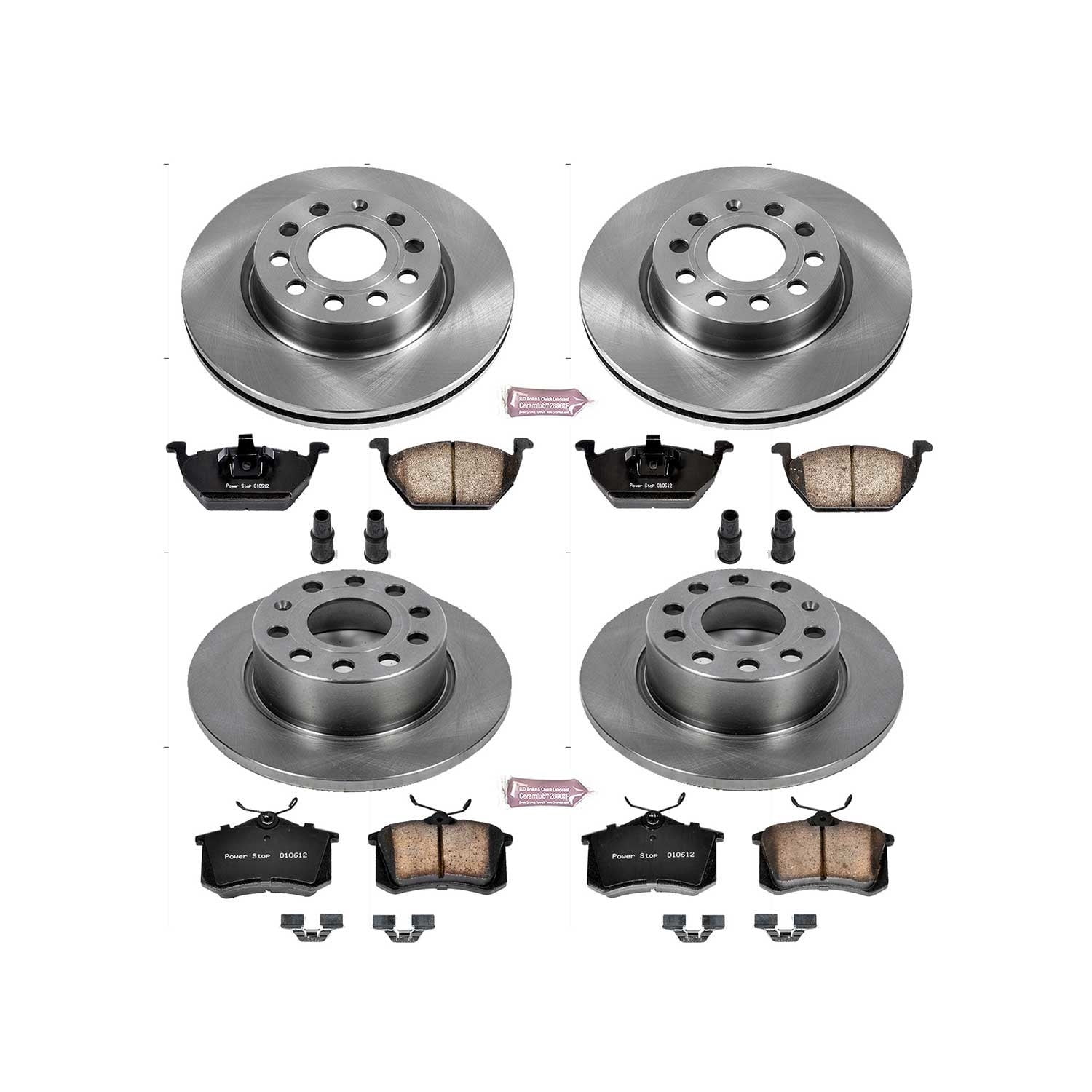 PowerStop Front and Rear Stock Replacement Brake Pad and Rotor Kit Fits: VOLKSWAGEN Select Models KOE7242