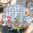 thumbnail image 2 of Easter Bunny Gnomes Round Tablecloth, Fitted Table Cover with Elastic for 36"-44" Round Tables, Spring Easter Eggs Floral Blue Plaid Table Cloth Outdoor Indoor Dinning Party Waterproof Tablecloths, 2 of 7