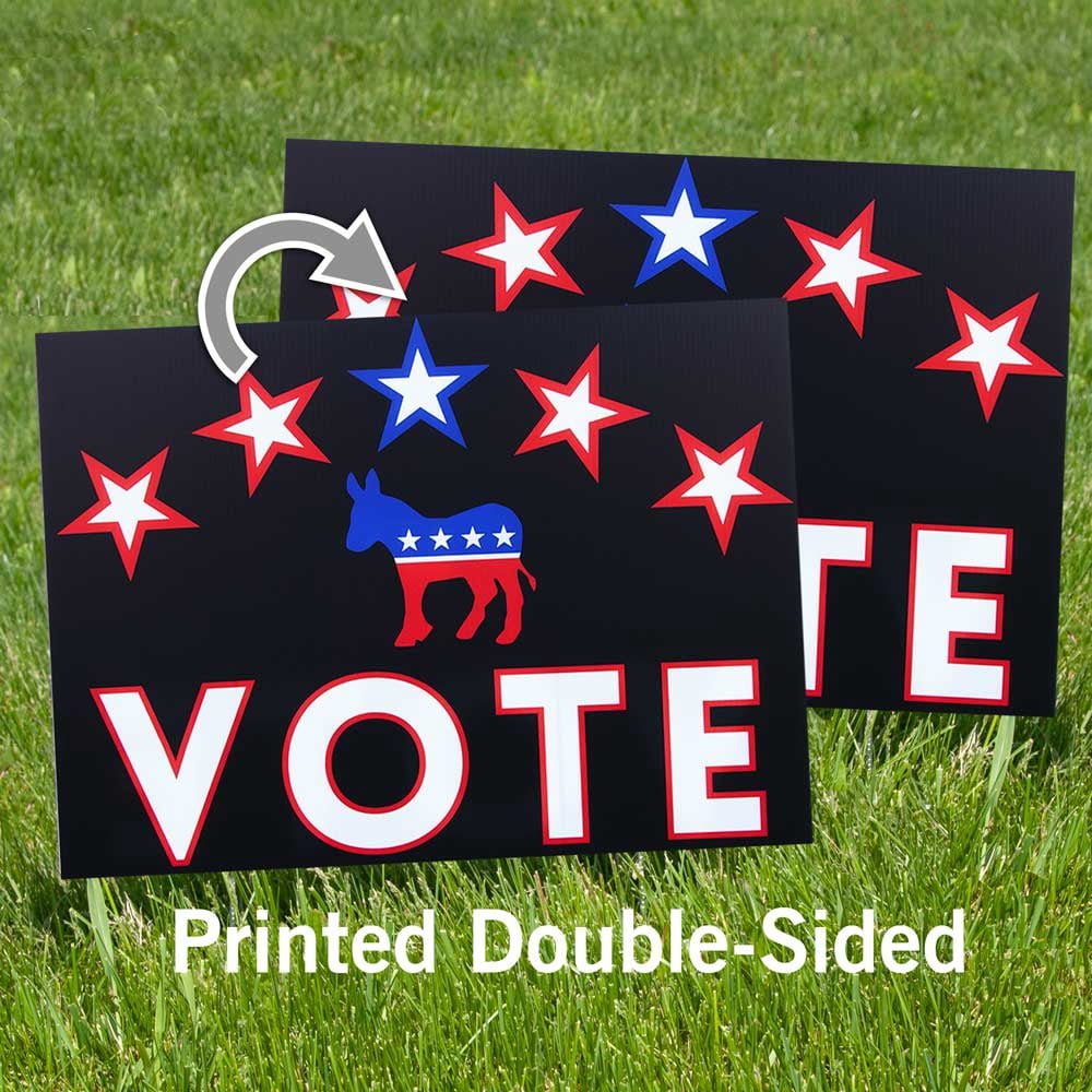 Vispronet Vote Democrat Yard Sign, 23in x 17in Vote Sign with Stake, Corrugated Plastic Material