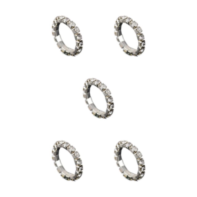 relayinert Mesmerizing Elastic Ring Exquisite Crystal Inlays For Captivating Appearance silver 1 row 5Set