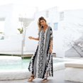 thumbnail image 5 of Women Ethnic Kaftan Snakeskin Striped Swimsuit Cover Up Maxi Beach Robe Dress, 5 of 5