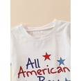 thumbnail image 6 of Aojekbee Kids Boys Shorts Set, Short Sleeve Letters Print T-shirt with Stars Stripes Shorts for Independence Day, 6 of 10