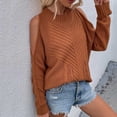 thumbnail image 5 of IROINNID Reduced Womens Sweater Knit Cold Shoulder Pullover Sweater Solid Color Comfy Mid-Length Long Sleeve Crew T-Shirt Blouse Tops Sweater, 5 of 5