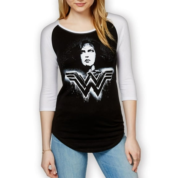 Bioworld Womens Raglan Graphic T-Shirt, Black, Juniors, X-Small