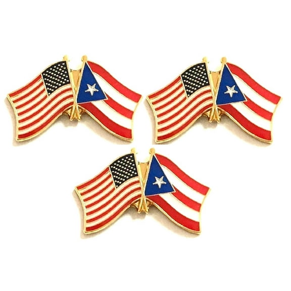 Puerto Rico & US Crossed Flag Lapel Pins, Pack of 3