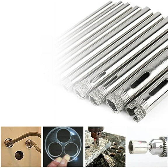 10Pc Diamond-Coated Core Saw Drills Set 3/4/5/6/8Mm for Tile Glass Ceramic
