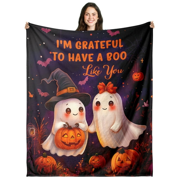 Boo Basket Stuffers for Him Her, for Women Men,I Love You Gift for Couple,Fall Throw for Wife Husband, Fuzzy Cozy Supplies for Fiancee,Throw Blankets for Livingroom,Date Gift,50"x60"