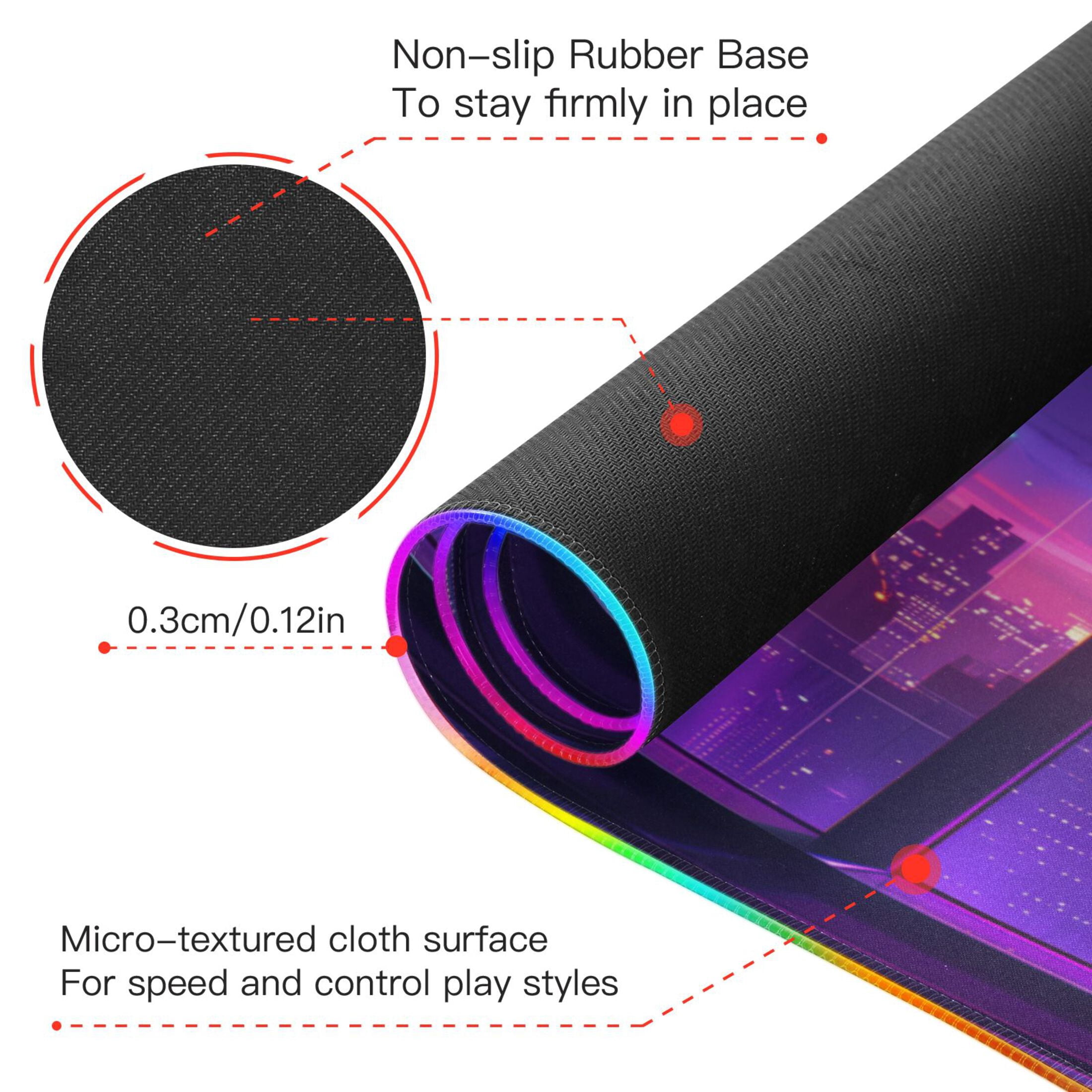 Wireless Charging Mouse Pad Large RGB Gaming Desk Mat 13 Light Modes Mousepad 35.4x15.7 Cat Moon City