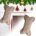 thumbnail image 2 of Personalized Pet Christmas Stocking, Brown Personalized Pet Christmas Stocking, Custom Embroidered Pet Dog Christmas Stocking, Knitted Bone Shape with Name for Festive Gift Storage,, 2 of 7