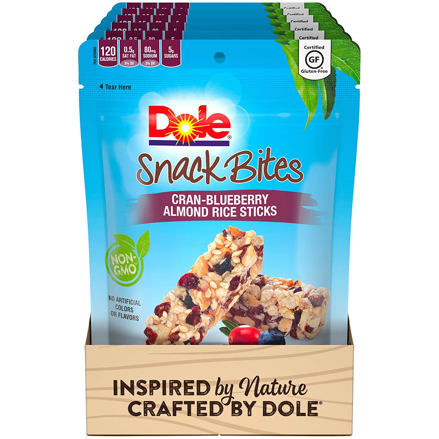 DOLE SNACK BITES CranBlueberry Almond Rice Sticks 4 Ounce (Pack of 6