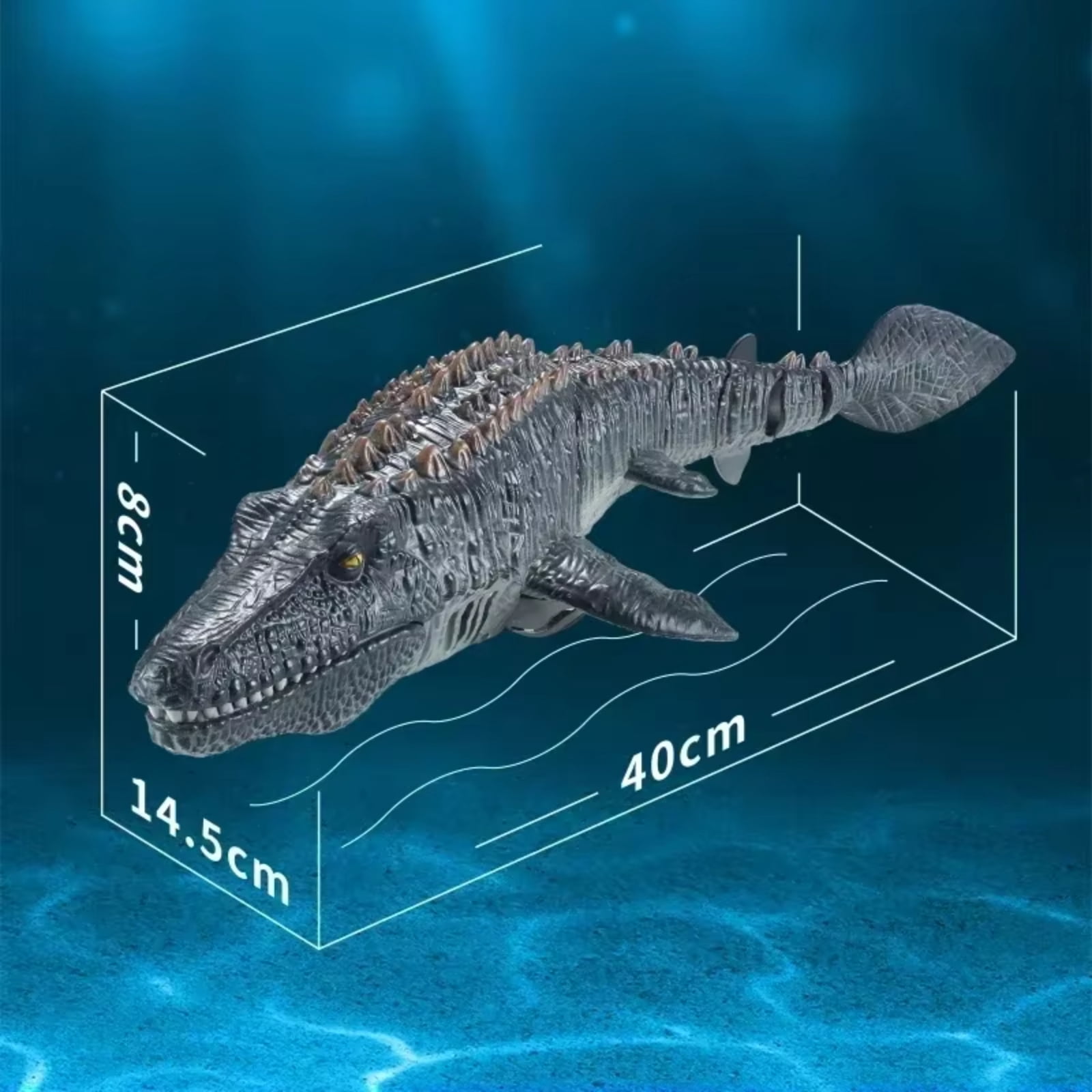 Unbranded Remote Control Mosasaurus Dinosaur Water Toy with Spray and Light, 2.4GHz RC Lake Pool Toy for Boys Girls Ages 6+