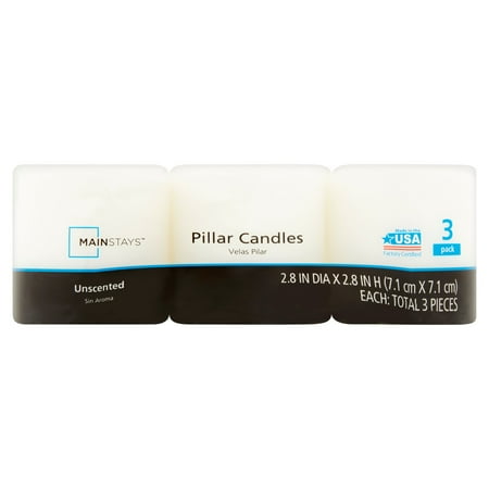 Vessel Pillar - Mainstays Unscented Pillar Candles 3 Pack