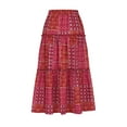 thumbnail image 4 of Maoxin Women's Skirts Ladies Printed Bohemian Commuting Elastic Waist Drawstring Skirt ,Red,S, 4 of 7