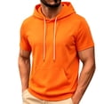thumbnail image 5 of Mens Short Sleeve Drawstring Hoodie Cotton Moisture Wicking Hooded T-shirts Sweatshirts Lightweight Solid Tops with Kangaroo Pocket Size 2XL Orange, 5 of 5
