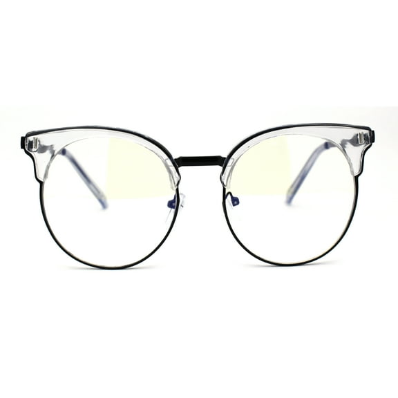 Womens 80s Oversize Half Rim Blue Light Blocking Computer Glasses Black