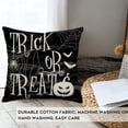 thumbnail image 2 of Trick or Treat Halloween Pillow Covers 18x18 Inch Black and White Spider Web Bat Pumpkin Halloween Decoration Throw Pillow Cases Ghost Spooky Cushion Cover for Sofa Couch Home Decor, 2 of 6