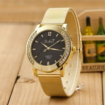 Ausyst Watch for Women Fashion Women Crystal Golden Stainless Steel Analog Quartz Wrist Watch