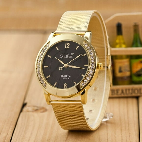 TIMIFIS Watches for Women Fashion Women Crystal Golden Stainless Steel Analog Quartz Wrist Watch