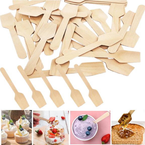 Mini Wooden Spoons, 200 Pcs 3.74 Inch Disposable Wooden Dessert Spoons,Mini Tasting Spoons