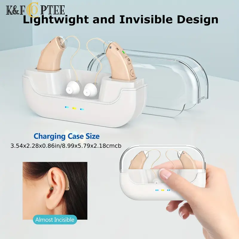 Hearing Aids Hearing Amplifiers For Seniors Rechargeable With Noise Cancelling-Hearing Aid Loss Amplifier Seniors Adults Charging Case Volume Control,Sliver
